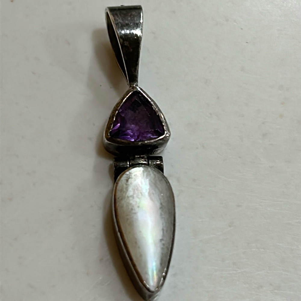 Amethyst faced sterling silver Acleo pendant
